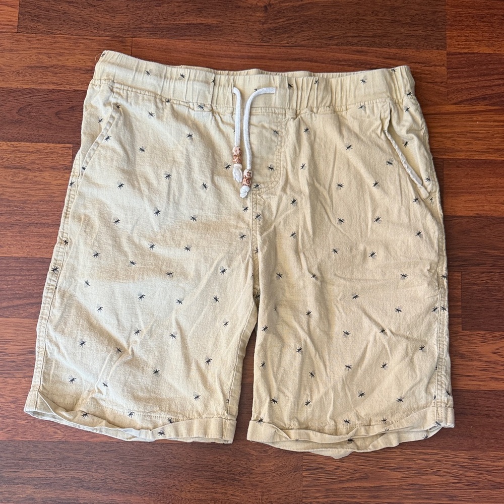 Men’s Beige Linen-Blend Pineapple Print Shorts (L)